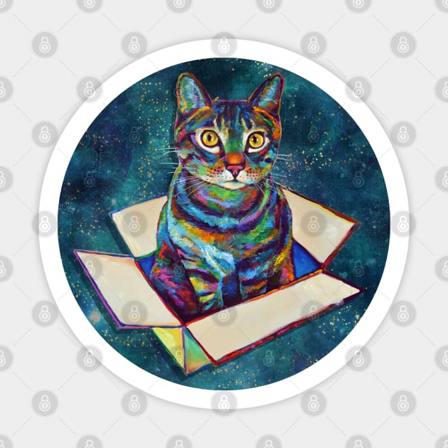 Psychedelic Cosmic Cat in a Box Sticker by Robert Phelps Sticker by RobertPhelpsArt